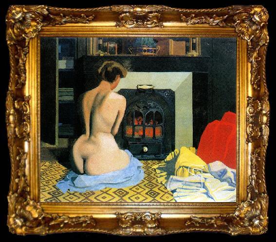 framed  Felix  Vallotton Naked Woman Before Salamander Stove, ta009-2
